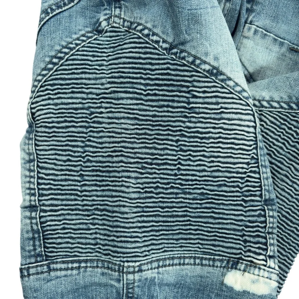 Versace V1969 Abbigliamento Sportivo Shorts Mens 30 Blue‎ Denim Moto Acid Wash